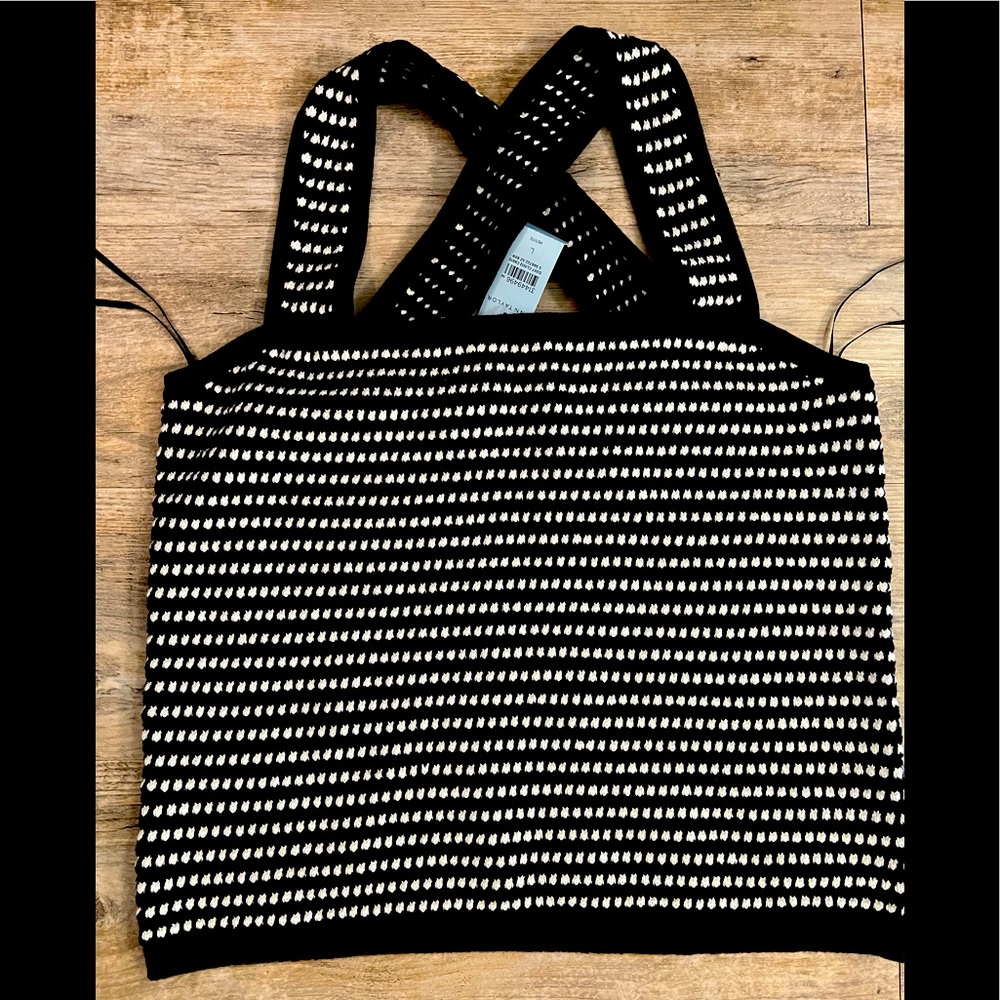 NWT LOFT Petite Black and White Halter Top